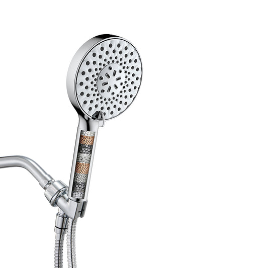 Ryamen Filtered Shower Head with Handheld，High Pressure 9 Spray Mode Showerhead with Hose,Bracket and Minerals Stones Replacement Filters for Hard Water,Anti-clog & Powerful to Clean