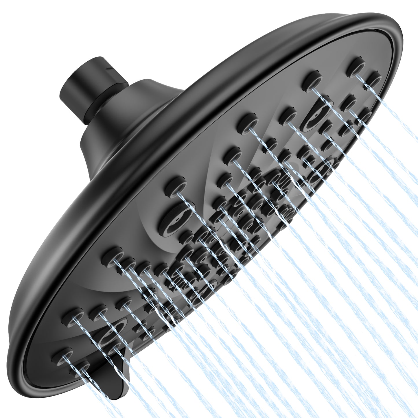 Shower Head 8-Inch, High Pressure Large Rain Shower Head with 7 Spray Settings, Fixed Shower Head with 1-Min Installation, Full Coverage Chrome Finish, Easy to Clean, Silver