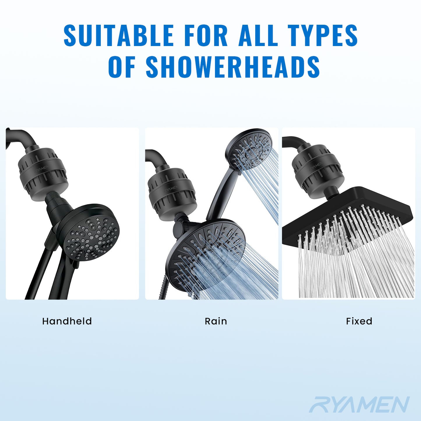 Shower Head Filter for Hard Water 20-Stage, Remove Heavy Metals, Chlorine & More – High Output, Enhanced Filtration for Healthier Skin and Hair (Black)