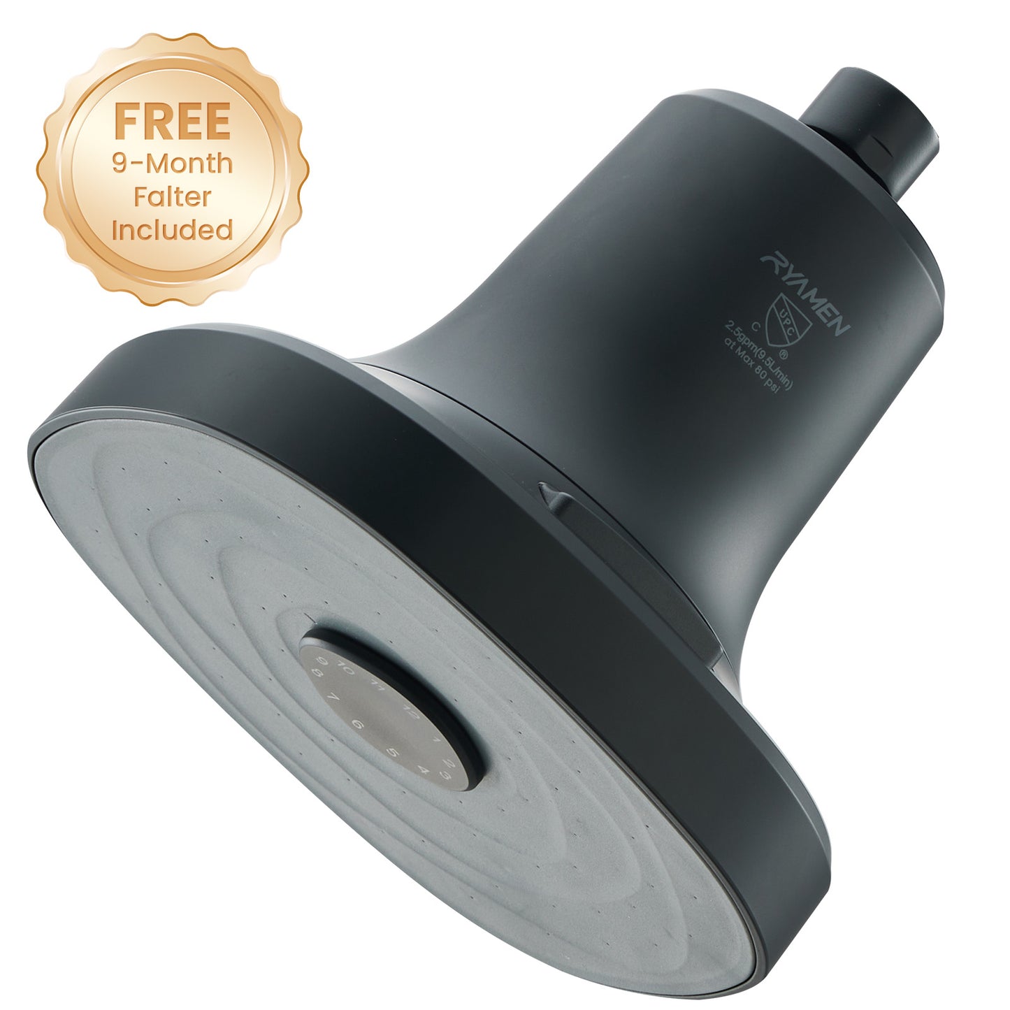 Ryamen Flitered Rain Shower Head (Black/White/Brushed Nickle)
