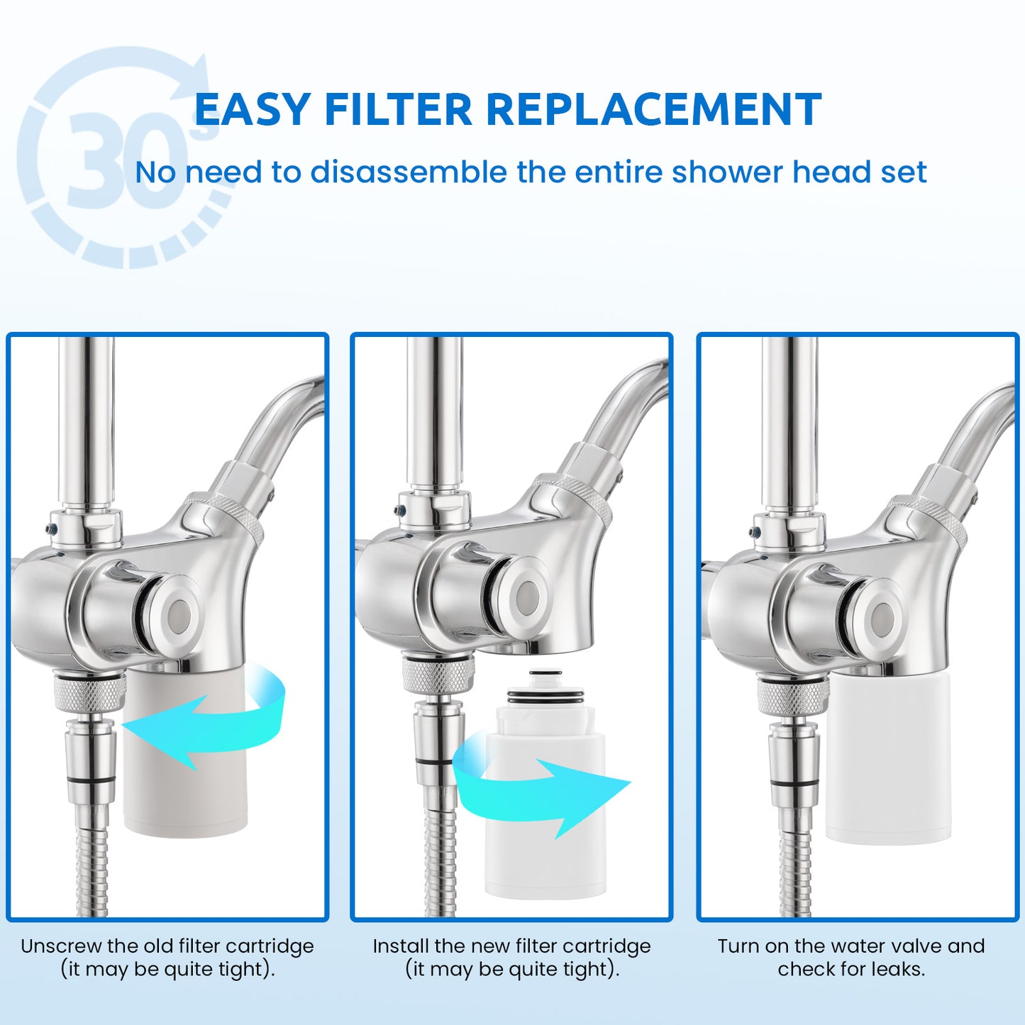 Filters Replacement ONLY for Dual 10" Filtered Shower Head Combo, Effective Chlorine Removal Rate≥90%, 2-Pack (White)