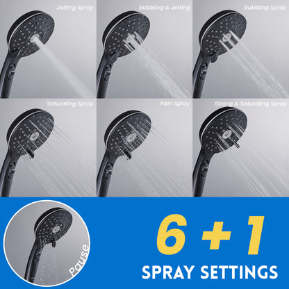 RYAMEN Dual Shower Head Combo, Black and Oil Rubbed Bronze 8'' High Pressure Rain/Rainfall Shower Head 2.5 GPM (Except California),5 Settings Adjustable Handheld Showers,with 15" Height Adjustable Slide Bar,Holder/Hose