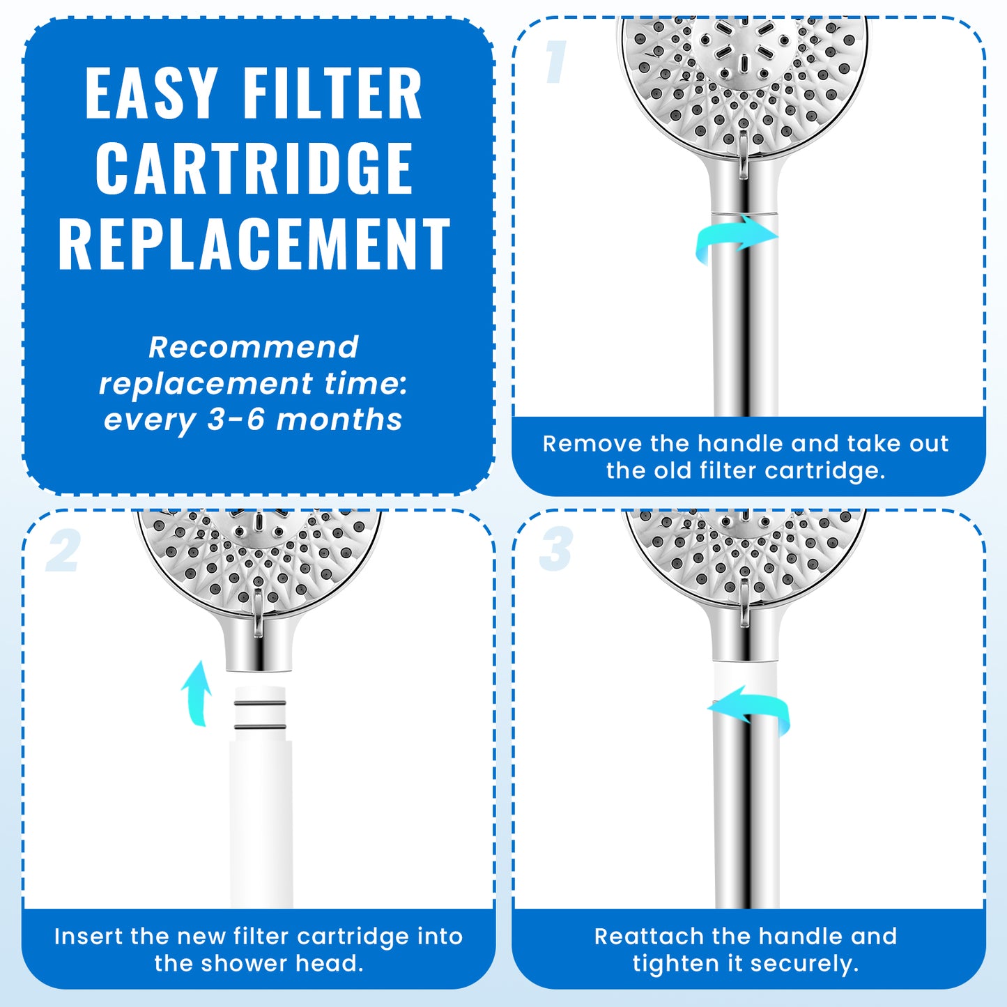 Replacement Filters for Handheld Shower Head - Hard Water Shower Filter Removes Chlorine, Reduces Dry Itchy Skin & Protects Hair,2 Pack