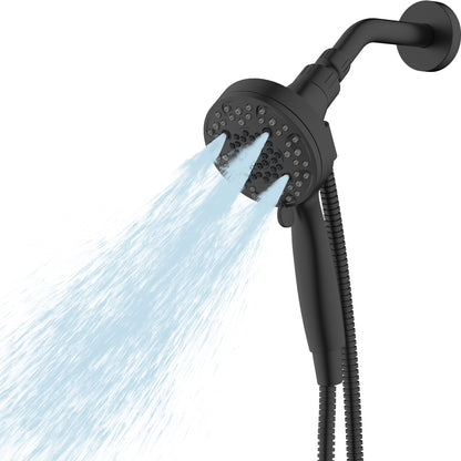 Magnetic Handheld Shower Head, With 6 Spray Modes, High Pressure Shower Head with Handheld, Magnetic Docking Technology, 4.3 Inches Panel, 70'' Stainless Steel Hose, Black