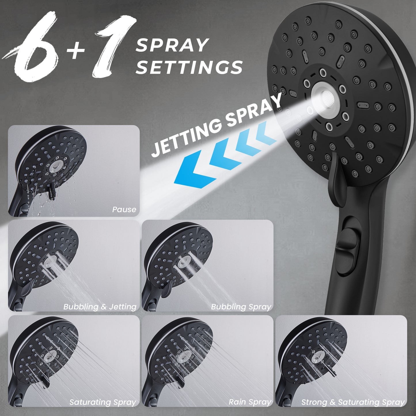 8-Inch RYAMEN Dual Shower Head Combo, Black and Oil Rubbed Bronze 8'' High Pressure Rain/Rainfall Shower Head 2.5 GPM (Except California),5 Settings Adjustable Handheld Showers,with 15" Height Adjustable Slide Bar,Holder/Hose