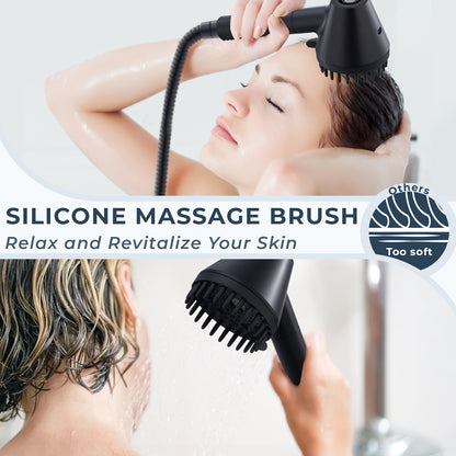 Ryamen 2026 Filtered Magnetic Shower Head with Handheld– High Pressure Showerhead with Power Wash Mode, Chlorine Removal, Massage Brush, Pressure Adjustable, One-Touch Pause & Stainless Steel Hose