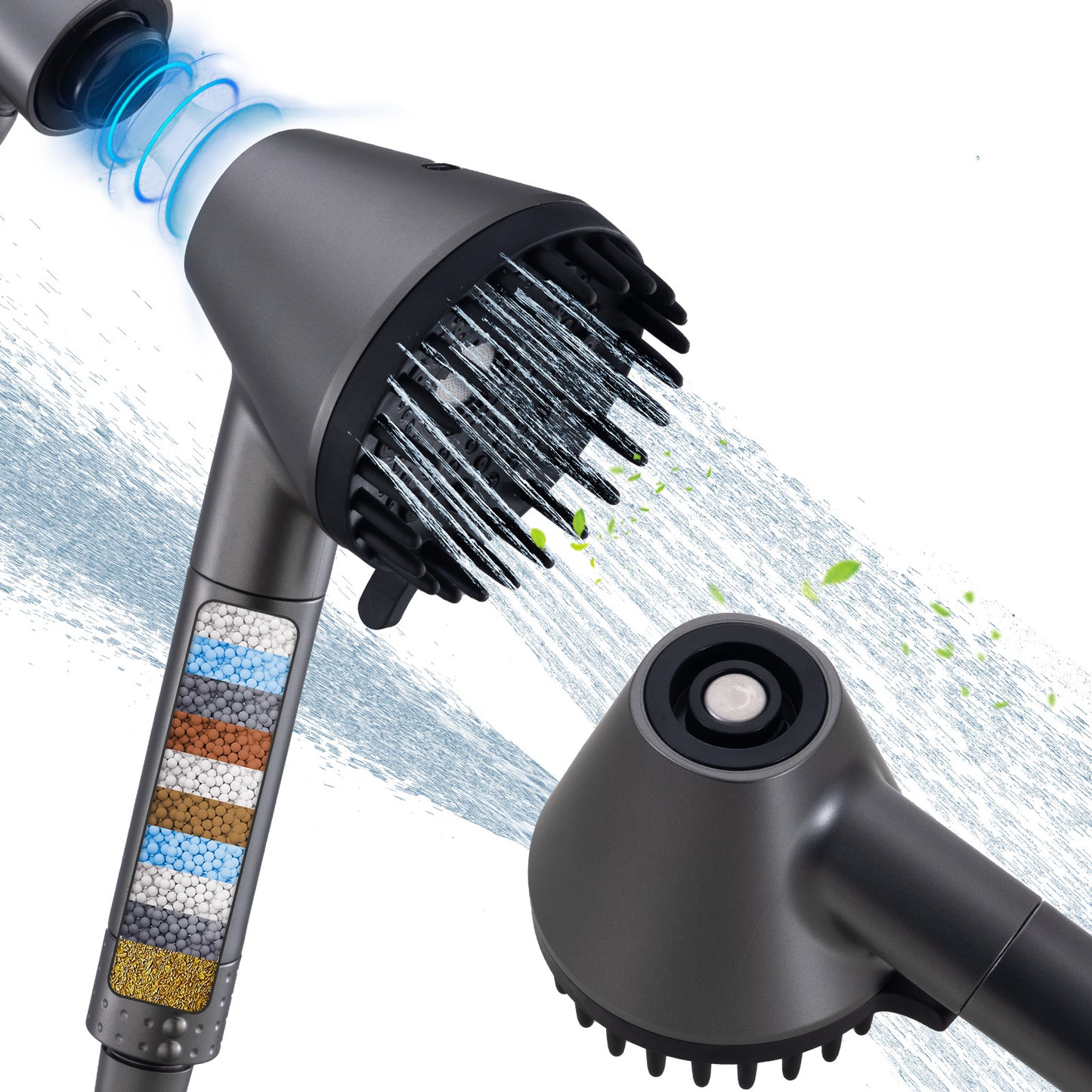 Ryamen 2026 Filtered Magnetic Shower Head with Handheld– High Pressure Showerhead with Power Wash Mode, Chlorine Removal, Massage Brush, Pressure Adjustable, One-Touch Pause & Stainless Steel Hose