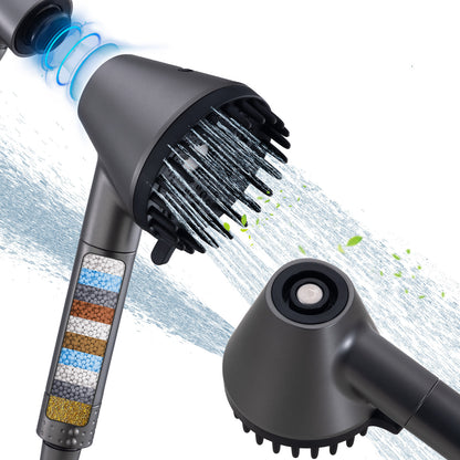 Ryamen 2026 Filtered Magnetic Shower Head with Handheld– High Pressure Showerhead with Power Wash Mode, Chlorine Removal, Massage Brush, Pressure Adjustable, One-Touch Pause & Stainless Steel Hose