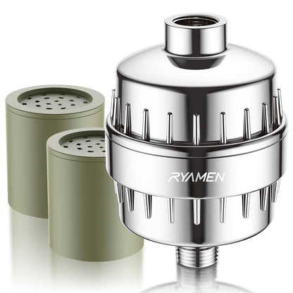 Shower Head Filter for Hard Water 20-Stage, Remove Heavy Metals, Chlorine & More – High Output, Enhanced Filtration for Healthier Skin and Hair (Black)