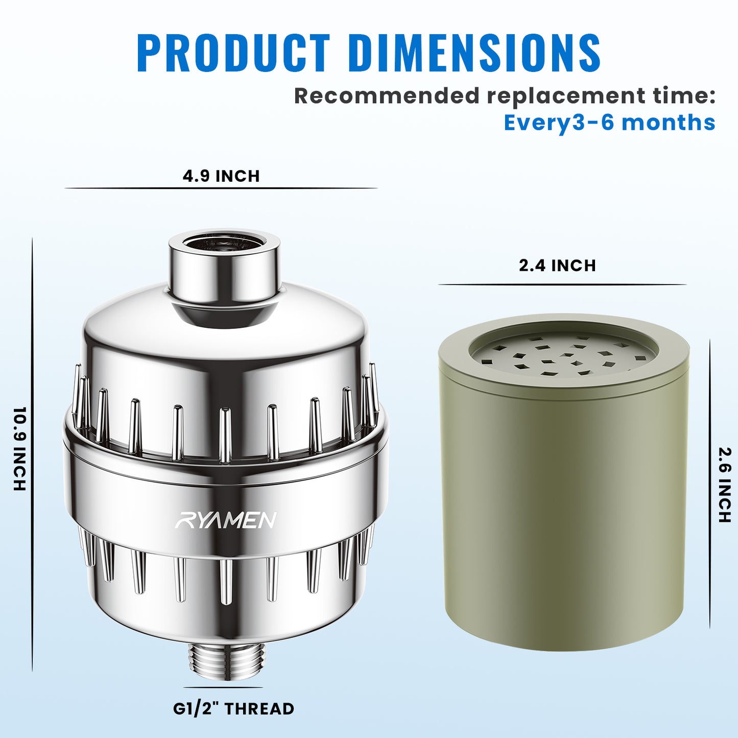 Shower Head Filter for Hard Water 20-Stage, Remove Heavy Metals, Chlorine & More – High Output, Enhanced Filtration for Healthier Skin and Hair (Silver)
