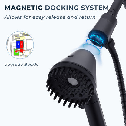 Ryamen 2026 Filtered Magnetic Shower Head with Handheld– High Pressure Showerhead with Power Wash Mode, Chlorine Removal, Massage Brush, Pressure Adjustable, One-Touch Pause & Stainless Steel Hose