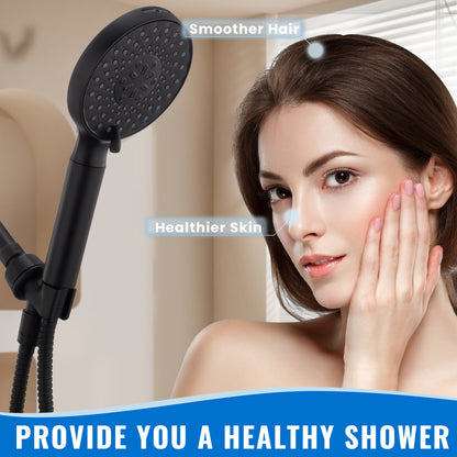 Ryamen Filtered Shower Head with Handheld, High Pressure 9-Spray Modes Detachable Shower Head with Filter for Hard Water-Remove Chlorine & Impurities, Improve Skin & Hair Health