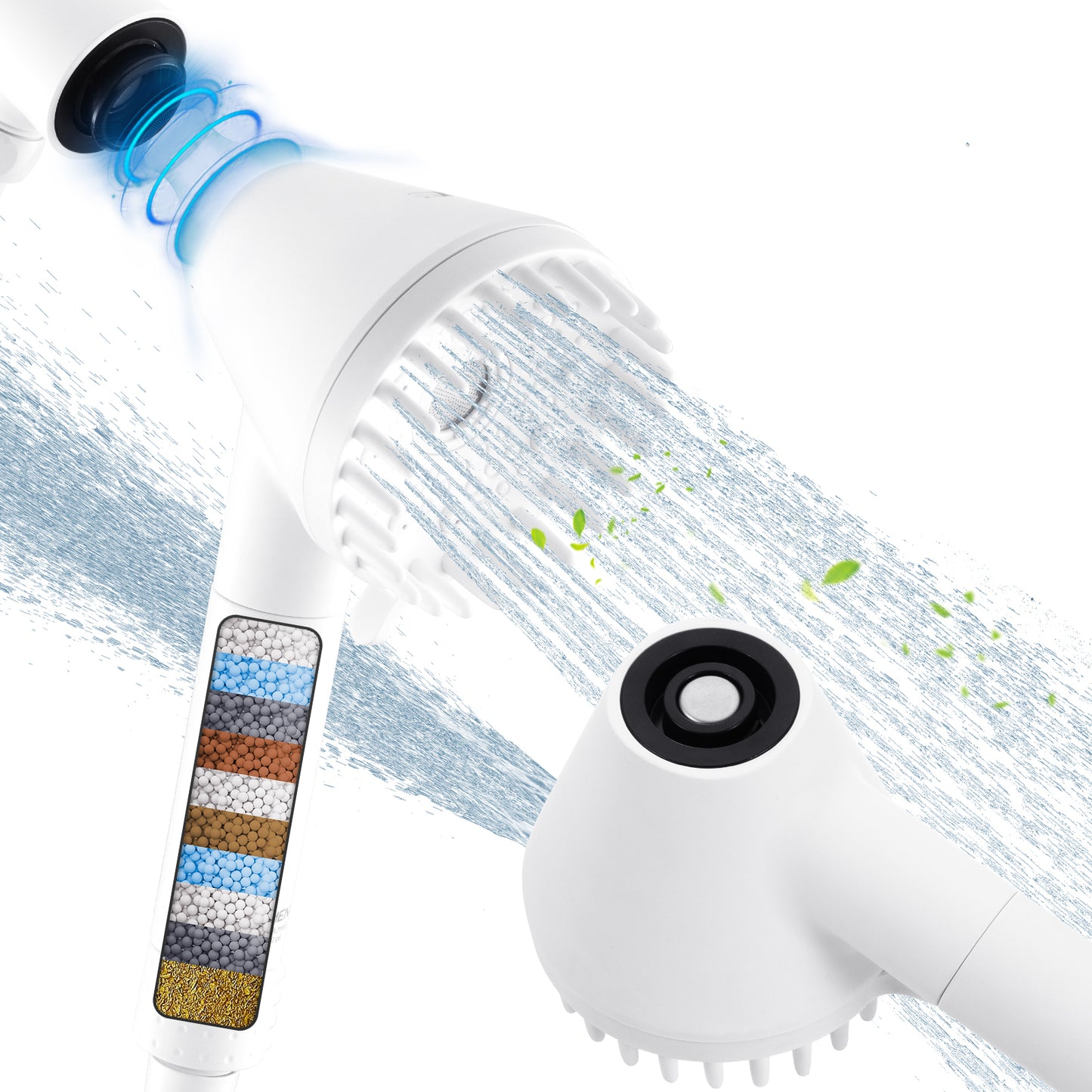 Ryamen 2026 Filtered Magnetic Shower Head with Handheld– High Pressure Showerhead with Power Wash Mode, Chlorine Removal, Massage Brush, Pressure Adjustable, One-Touch Pause & Stainless Steel Hose