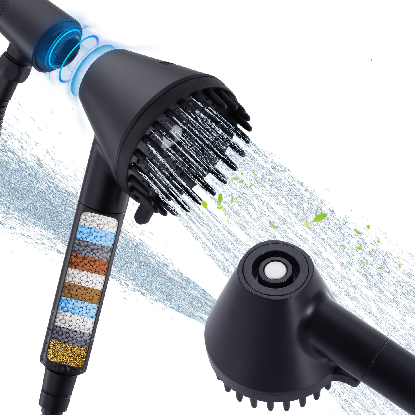 Ryamen 2026 Filtered Magnetic Shower Head with Handheld– High Pressure Showerhead with Power Wash Mode, Chlorine Removal, Massage Brush, Pressure Adjustable, One-Touch Pause & Stainless Steel Hose