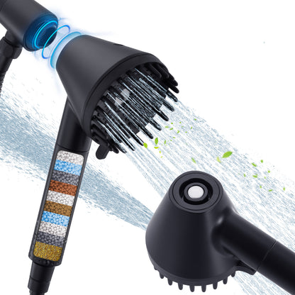Ryamen 2026 Filtered Magnetic Shower Head with Handheld– High Pressure Showerhead with Power Wash Mode, Chlorine Removal, Massage Brush, Pressure Adjustable, One-Touch Pause & Stainless Steel Hose