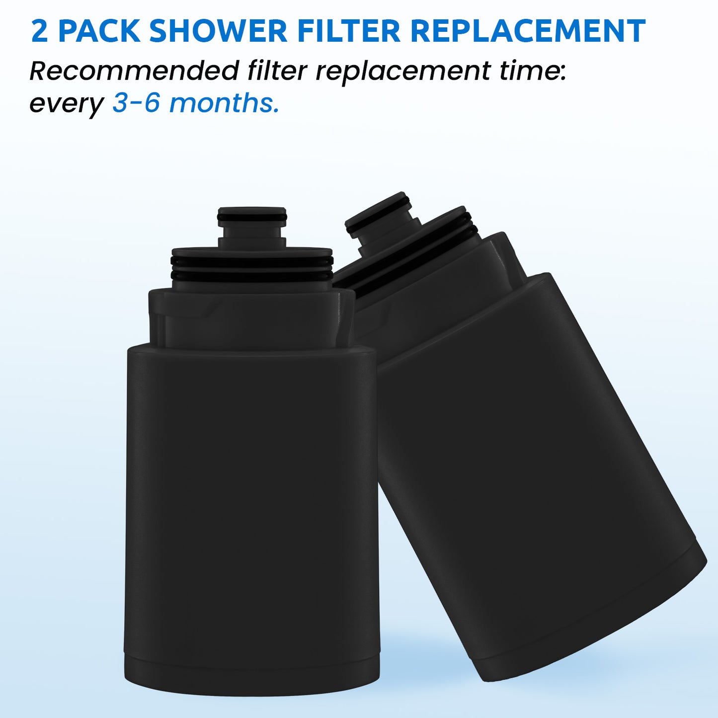 Filters Replacement ONLY for Dual 10" Filtered Shower Head Combo, Effective Chlorine Removal Rate≥90%, 2-Pack (Black)
