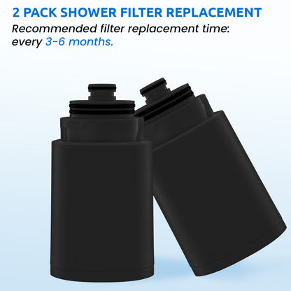 Filters Replacement ONLY for Dual 10" Filtered Shower Head Combo, Effective Chlorine Removal Rate≥90%, 2-Pack (Black)