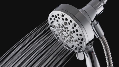 Magnetic Handheld Shower Head, With 6 Spray Modes, High Pressure Shower Head with Handheld, Magnetic Docking Technology, 4.3 Inches Panel, 70'' Stainless Steel Hose, Black